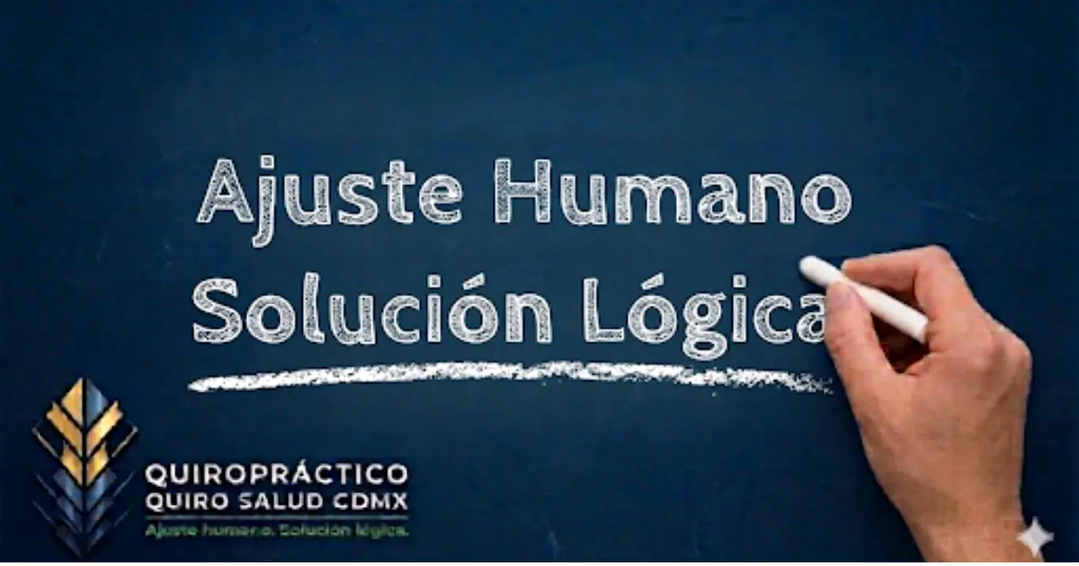 Mano escribe con gis en pizarra 'ajuste humano, solución lógica'